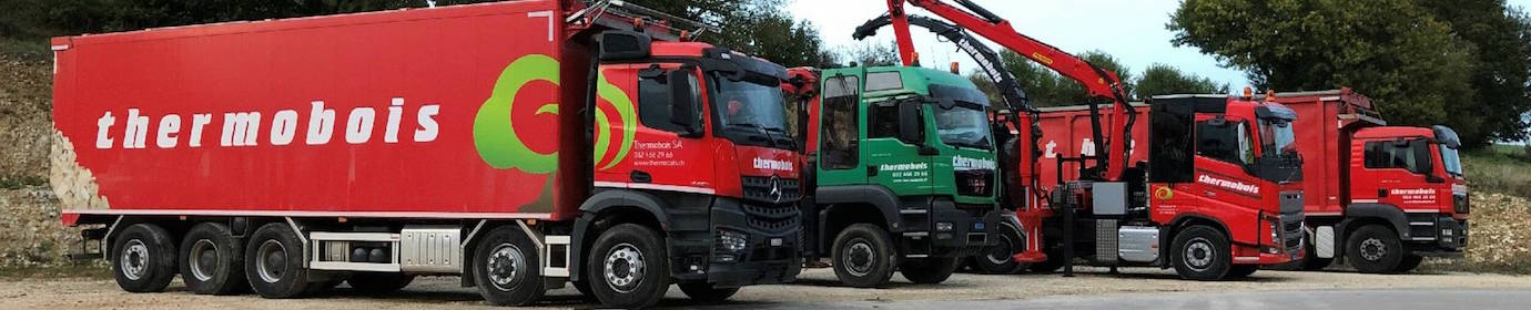 Camions d’exploitation de bois-énergie en Suisse, photo Thermobois